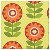 Muster der orangen, grünen und gelben Retro-Blume Stoff (Nahaufnahme)