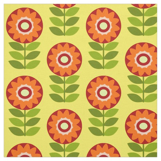 Muster der orangen, grünen und gelben Retro-Blume Stoff (Muster)