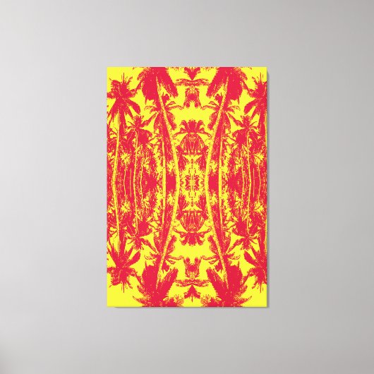 Muster der Palmen in Rot und Gelb Leinwanddruck (Vorderseite)