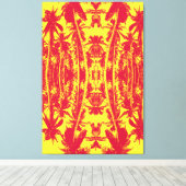 Muster der Palmen in Rot und Gelb Leinwanddruck (Insitu (Holzboden))