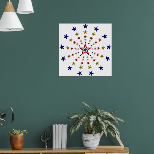 Muster der Patriotischen Sterne Poster (Wohnzimmer 1)