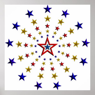 Muster der Patriotischen Sterne Poster