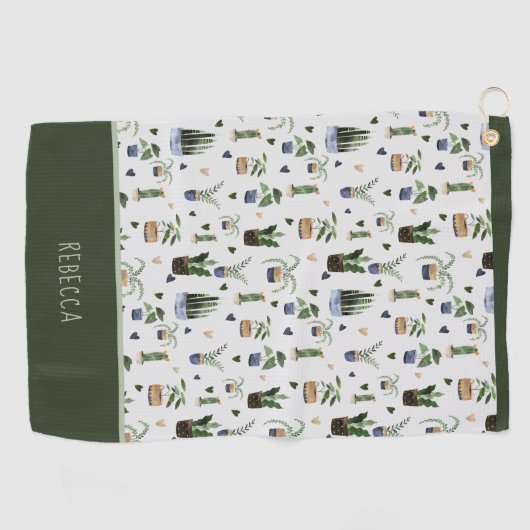 Muster der personalisierten Boho-Pflanze Golfhandtuch (Horizontal)
