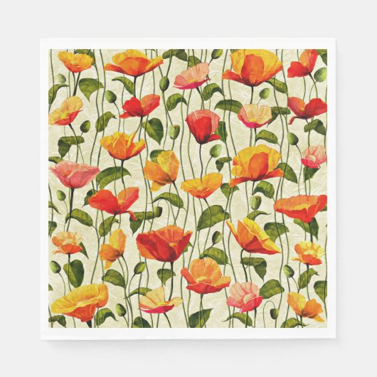 Muster der Pflücke, rot und gelb, Serviette (Vorderseite)