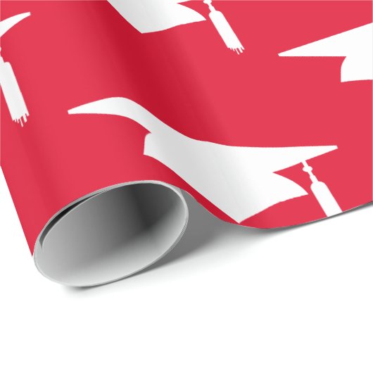 Muster der Red Graduation Caps - Abschluss Geschenkpapier (Rolleneckpunkt)