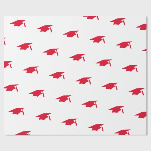 Muster der Red Graduation Caps - Abschluss Geschenkpapier (Flach)