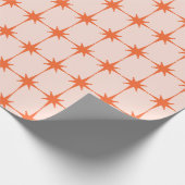 Muster der Retro-50er-Sternexplosion in Orange Geschenkpapier (Ecke)
