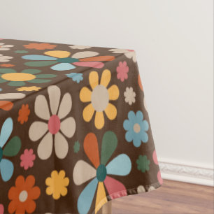 Muster der Retro-Blume der 70er Jahre Tischdecke