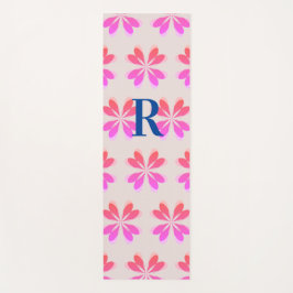 Muster der Retro-Blume für Monogramm, rosa Beige Yogamatte