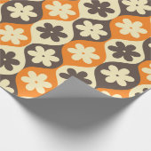 Muster der Retro-Blume in Orange, Braun und Creme Geschenkpapier (Ecke)