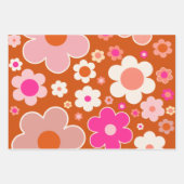 Muster der Retro-Blume in orangefarbenem Pfirsichf Geschenkpapier Set (Vorderseite 3)