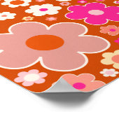 Muster der Retro-Blume in orangefarbenem Pfirsichf Poster (Ecke)