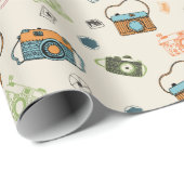 Muster der Retro-Kamera Tan Geschenkpapier (Rolleneckpunkt)