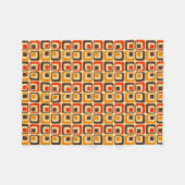 Muster der Retro-Quadrate - rot, braun und orange Fleecedecke (Vorderseite (Horizontal))