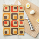 Muster der Retro-Quadrate - rot, braun und orange Geschirrtuch (Viertel Falte)