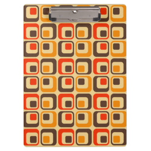 Muster der Retro-Quadrate - rot, braun und orange Klemmbrett
