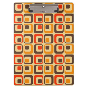Muster der Retro-Quadrate - rot, braun und orange Klemmbrett
