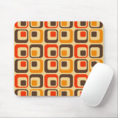 Muster der Retro-Quadrate - rot, braun und orange Mousepad (Mit Mouse)