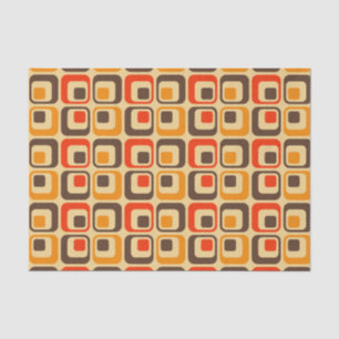 Muster der Retro-Quadrate - rot, braun und orange Seidenpapier