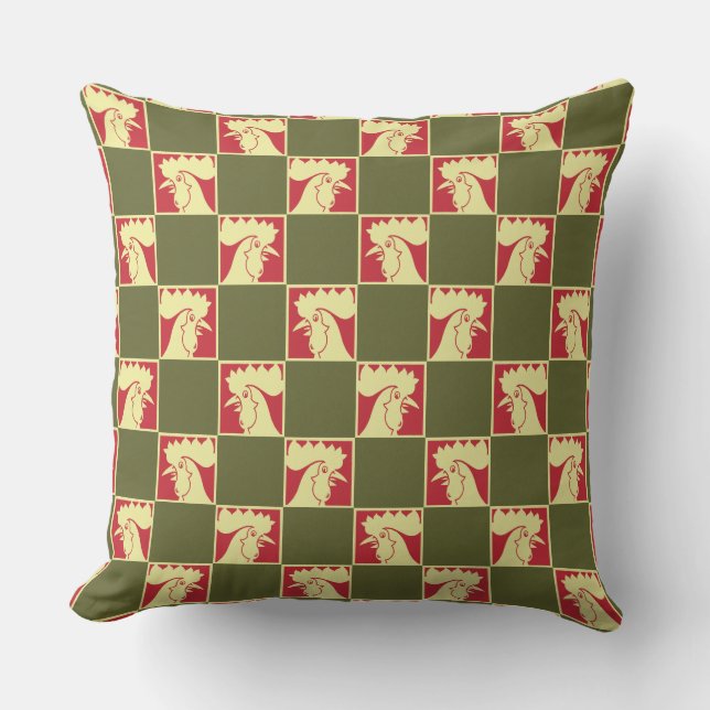 Muster der Rooster-Checkerboard Kissen (Vorderseite)