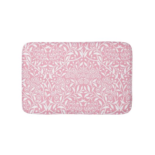 Muster der rosa, floralen Damast Badematte (Vorderseite)