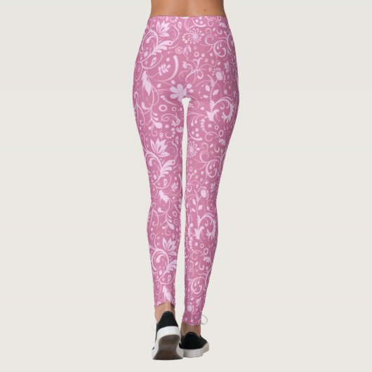 Muster der rosa, floralen Damast Leggings (Rückseite)