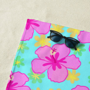 Muster der rosa Hibisken-Blume Strandtuch