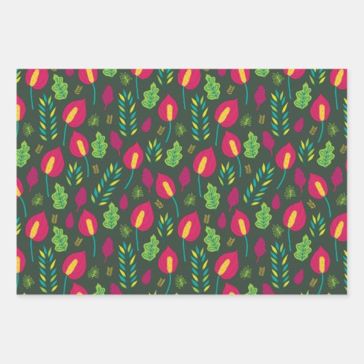 Muster der rosa Pflanze Geschenkpapier Set (Vorderseite 2)