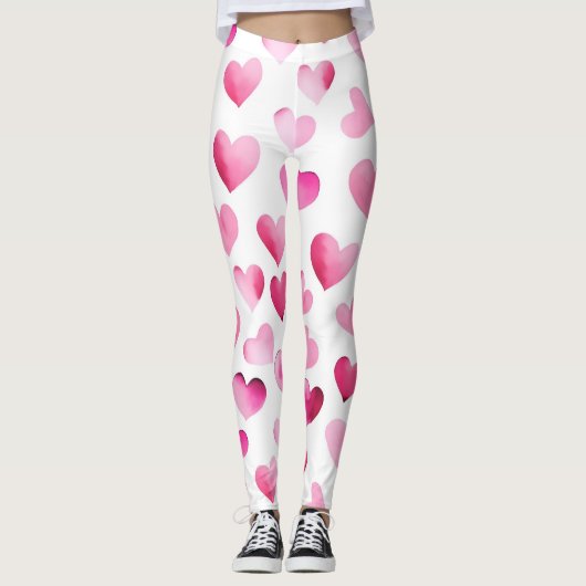 Muster der rosa roten Herzen Leggings (Vorderseite)