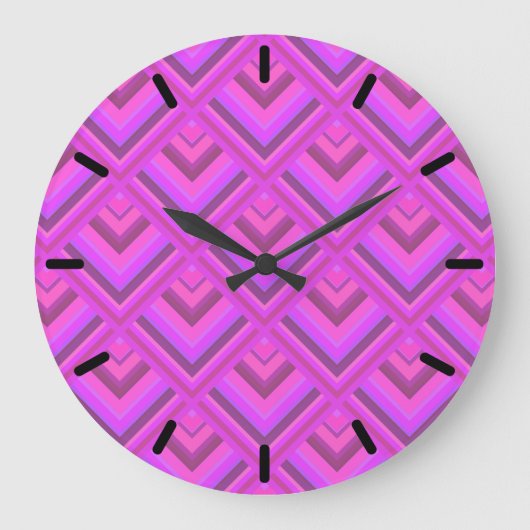 Muster der rosa Streifen Große Wanduhr (Vorderseite)