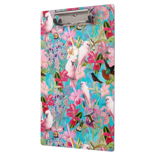 Muster der rosa Tropenvogel und der orchitischen B Klemmbrett (Links)