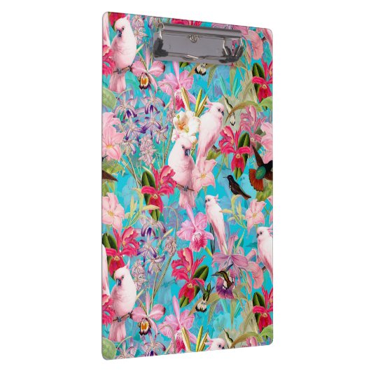 Muster der rosa Tropenvogel und der orchitischen B Klemmbrett (Rechts)