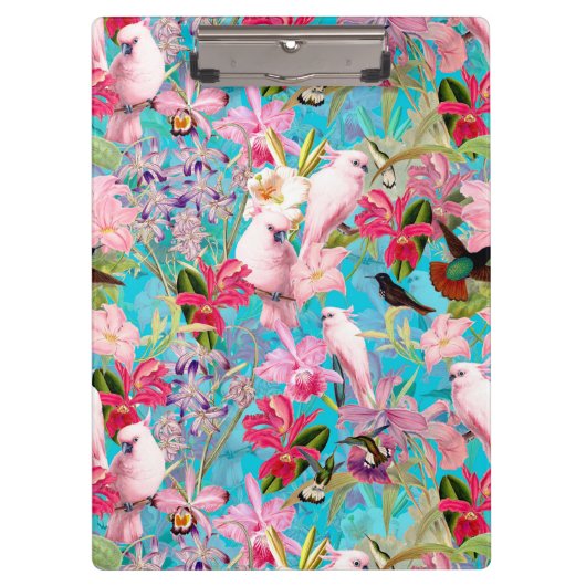 Muster der rosa Tropenvogel und der orchitischen B Klemmbrett (Vorderseite)