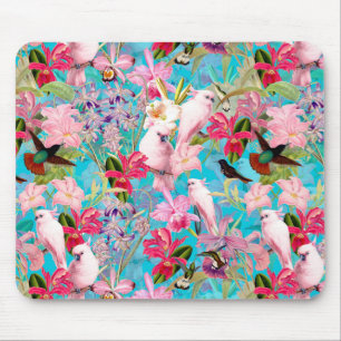 Muster der rosa Tropenvogel und der orchitischen B Mousepad