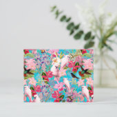 Muster der rosa Tropenvogel und der orchitischen B Postkarte (Stehend Vorderseite)