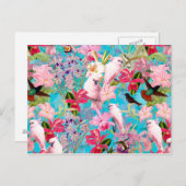Muster der rosa Tropenvogel und der orchitischen B Postkarte (Vorne/Hinten)