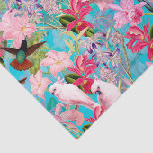 Muster der rosa Tropenvogel und der orchitischen B Seidenpapier (Ausschnitt)