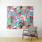 Muster der rosa Tropenvogel und der orchitischen B Wandteppich (Beispiel (Horizontal))