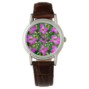 Muster der rosa tropischen Blume Armbanduhr