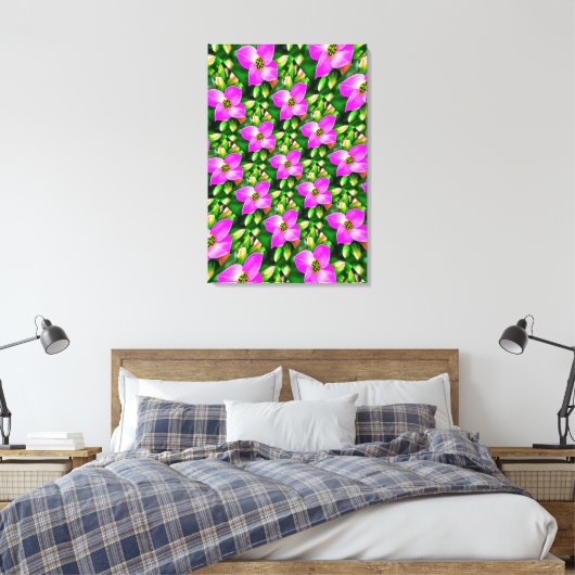 Muster der rosa tropischen Blume Leinwanddruck (Insitu (Schlafzimmer))