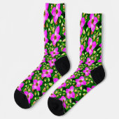 Muster der rosa tropischen Blume Socken (Linkes Detail)