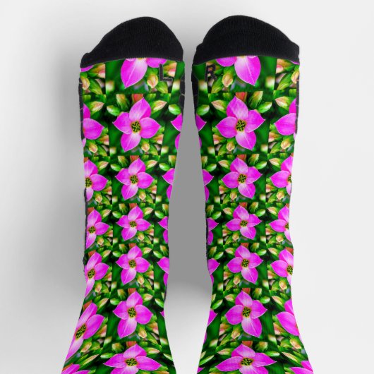 Muster der rosa tropischen Blume Socken (Oben)