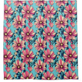 Muster der rosa und blauen großen Blume Duschvorhang (Vorderseite)