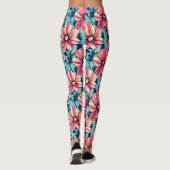 Muster der rosa und blauen großen Blume Leggings (Rückseite)