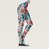 Muster der rosa und blauen großen Blume Leggings (Rechts)