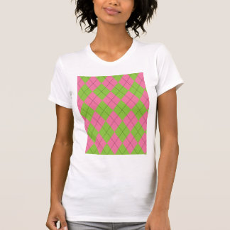 Muster der rosa und grünen Raute T-Shirt