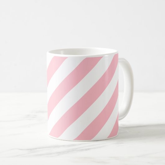Muster der rosa und weißen diagonalen Streifen Kaffeetasse (VorderseiteRechts)
