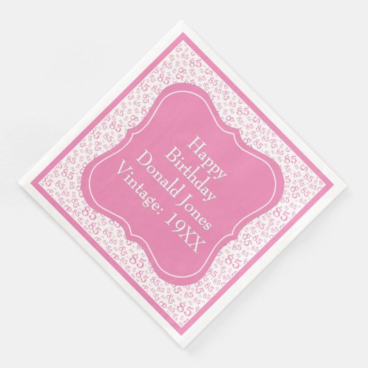 Muster der rosa/weißen Bracket Number (85. Geburts Serviette (Ecke)
