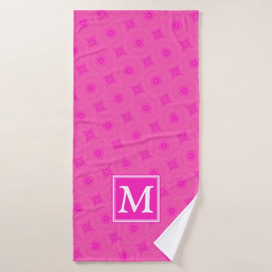 Muster der rosafarbenen Monogramm-Kreise Badehandtuch (Badehandtuch)