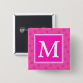 Muster der rosafarbenen Monogramm-Kreise Button (Vorne & Hinten)